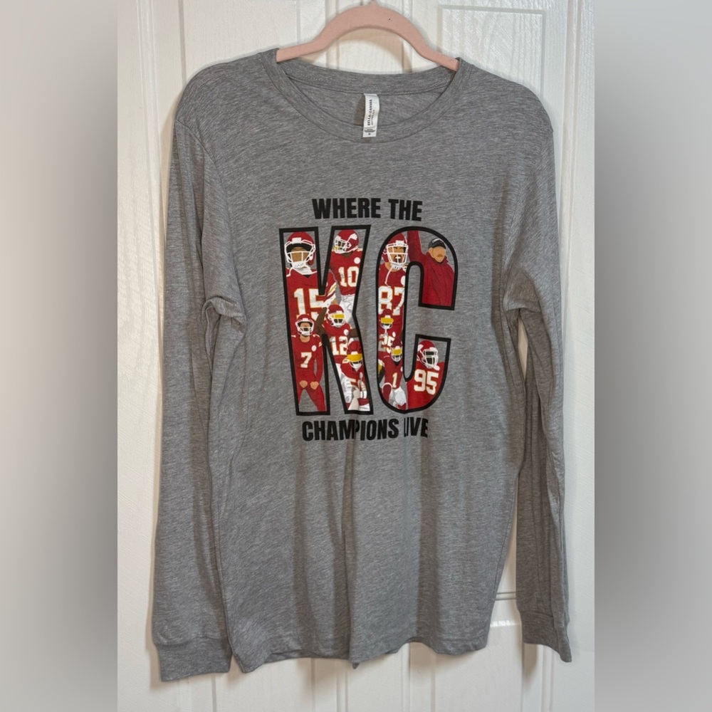 ❤️💛Kansas City Chiefs Gray KC Champions Long Sleeve Unisex shirt